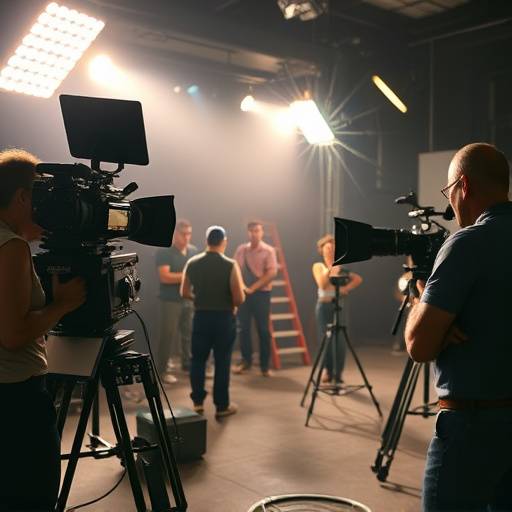 Image depicting a scene being filmed on a movie set