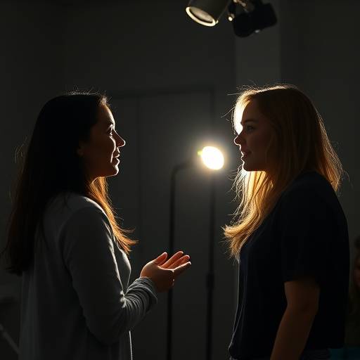 Image depicting a vocal coach instructing a student